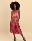 Paisley Bloom Tiered Skirt: Coralline Pink