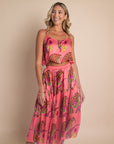 Paisley Bloom Tiered Skirt: Coralline Pink
