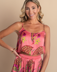 Paisley Bloom Cropped Cami: Coralline Pink
