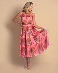 Paisley Bloom Tiered Skirt: Coralline Pink