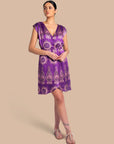 Medallion Faux Wrap Dress: Tanzanite