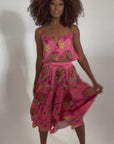 Paisley Bloom Tiered Skirt: Coralline Pink